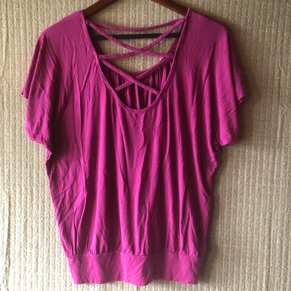 Soft and Comfy Magenta Rayon Spandex Tee Top XL - Picture 3 of 5